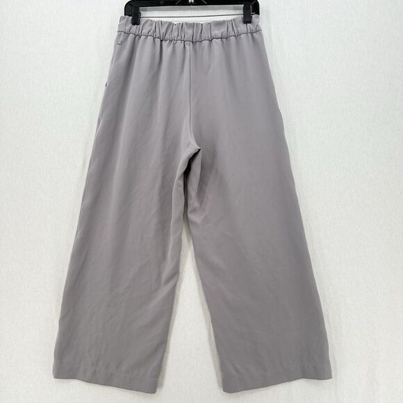 Lululemon Pants Women 10 Noir Wide Leg Ankle High Rise Gray Belted Flowy Coastal - Picture 2 of 12